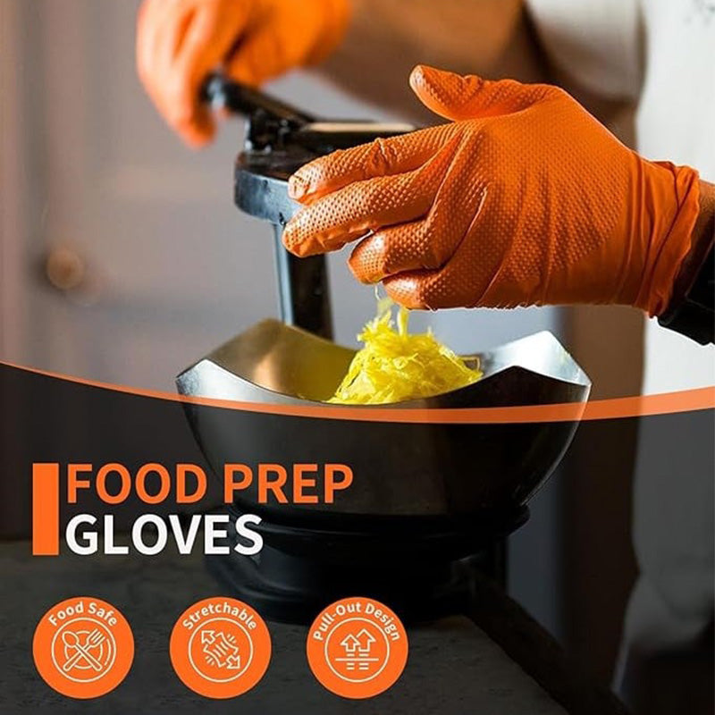 (30 paires)🔥🔥Gants jetables en nitrile avec renfort à motif losange, gants de protection industriels