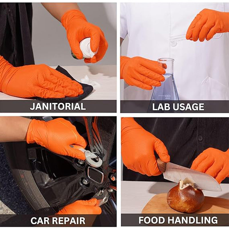 (30 paires)🔥🔥Gants jetables en nitrile avec renfort à motif losange, gants de protection industriels