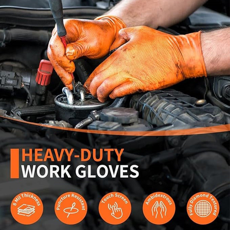 (30 paires)🔥🔥Gants jetables en nitrile avec renfort à motif losange, gants de protection industriels