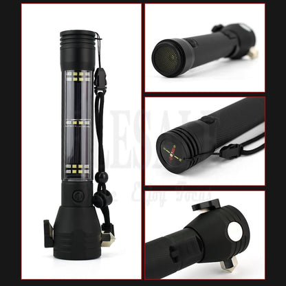 Lampe de poche tactique multifonction à énergie solaire 10 en 1