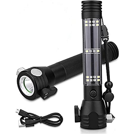 Lampe de poche tactique multifonction à énergie solaire 10 en 1