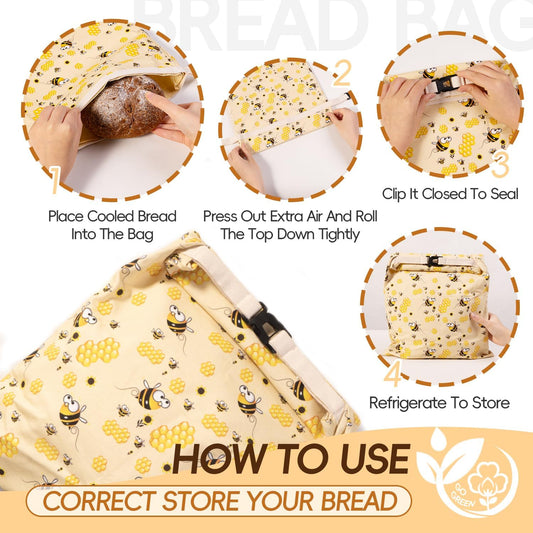 Sac à Pain en Cire d'Abeille Réutilisable pour Pain au Levain Fait Maison